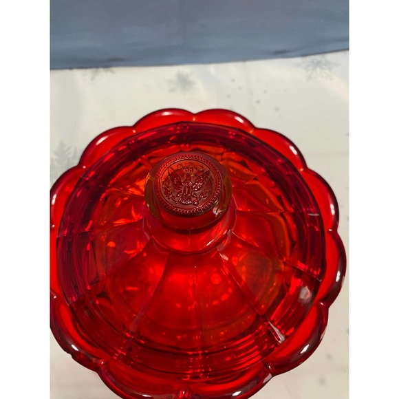 Fosteria  Red Coin Dot Lidded candy dish - Picture 2 of 9